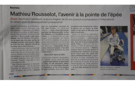 Mathieu Rousselot, escrimeur au Angers NDC Escrime et membre de la Team Angers Sport